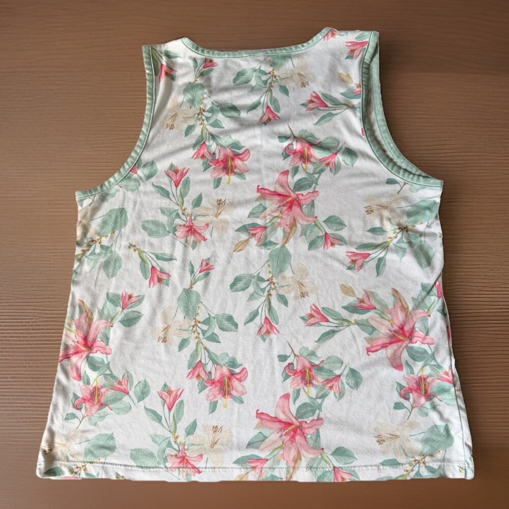Flora Nikrooz Floral Pajama Lounge Set Robe Tank Pants Cottagecore Romantic Sz M - Picture 4 of 16